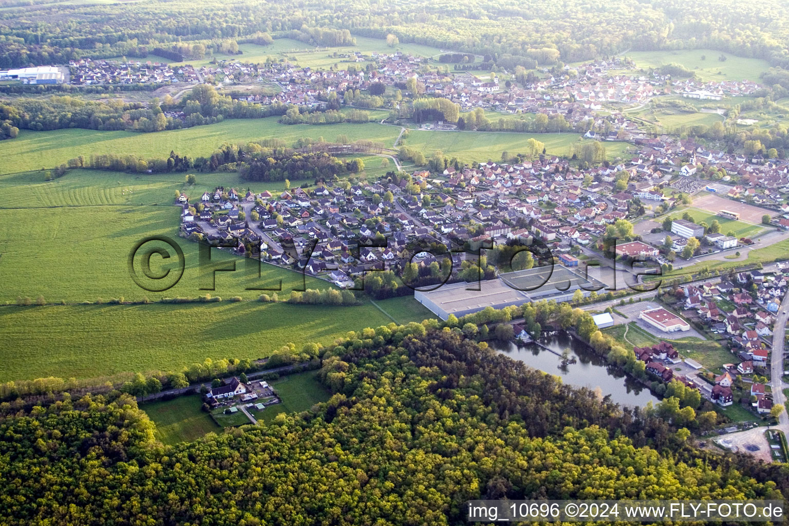 Oblique view of Mertzwiller in the state Bas-Rhin, France