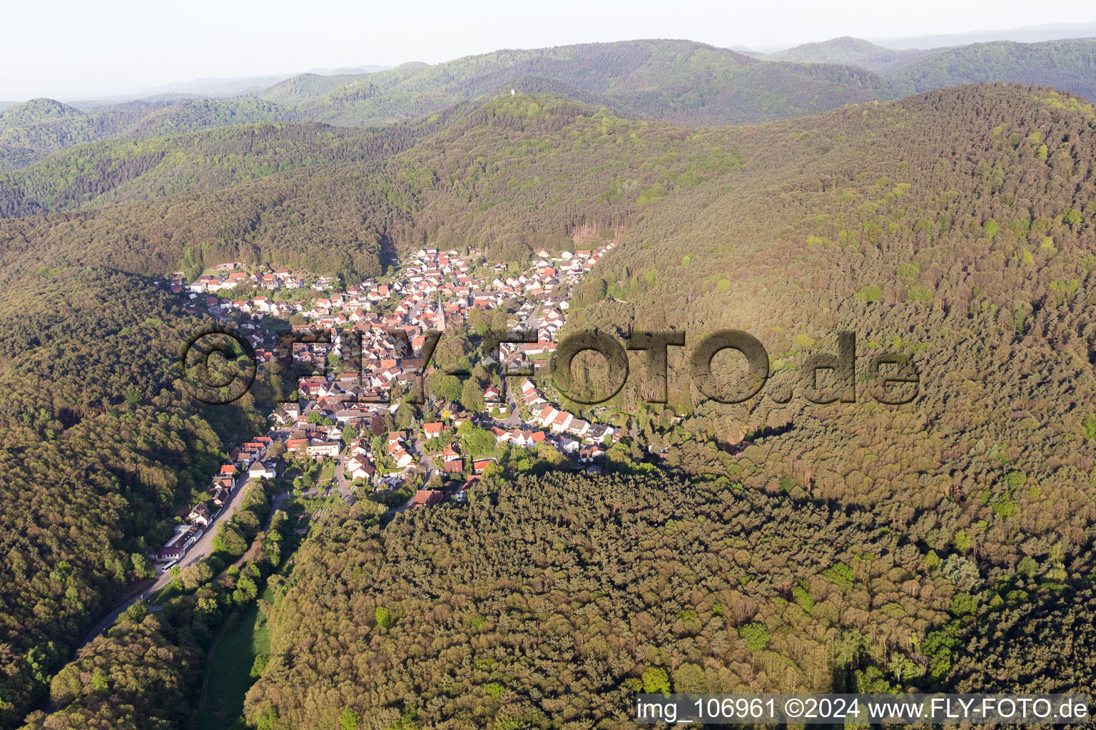 Dörrenbach in the state Rhineland-Palatinate, Germany seen from above