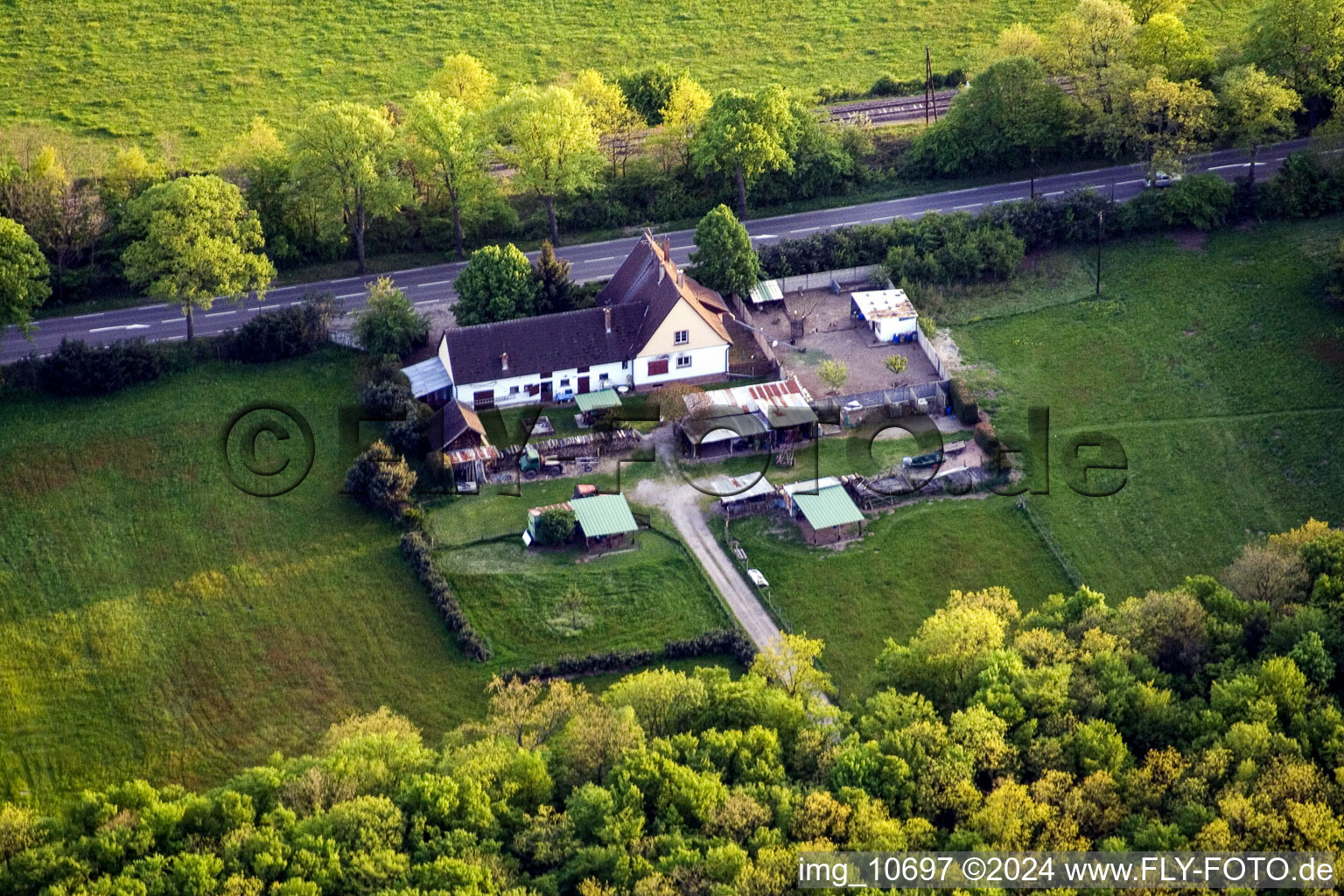 Mertzwiller in the state Bas-Rhin, France from above