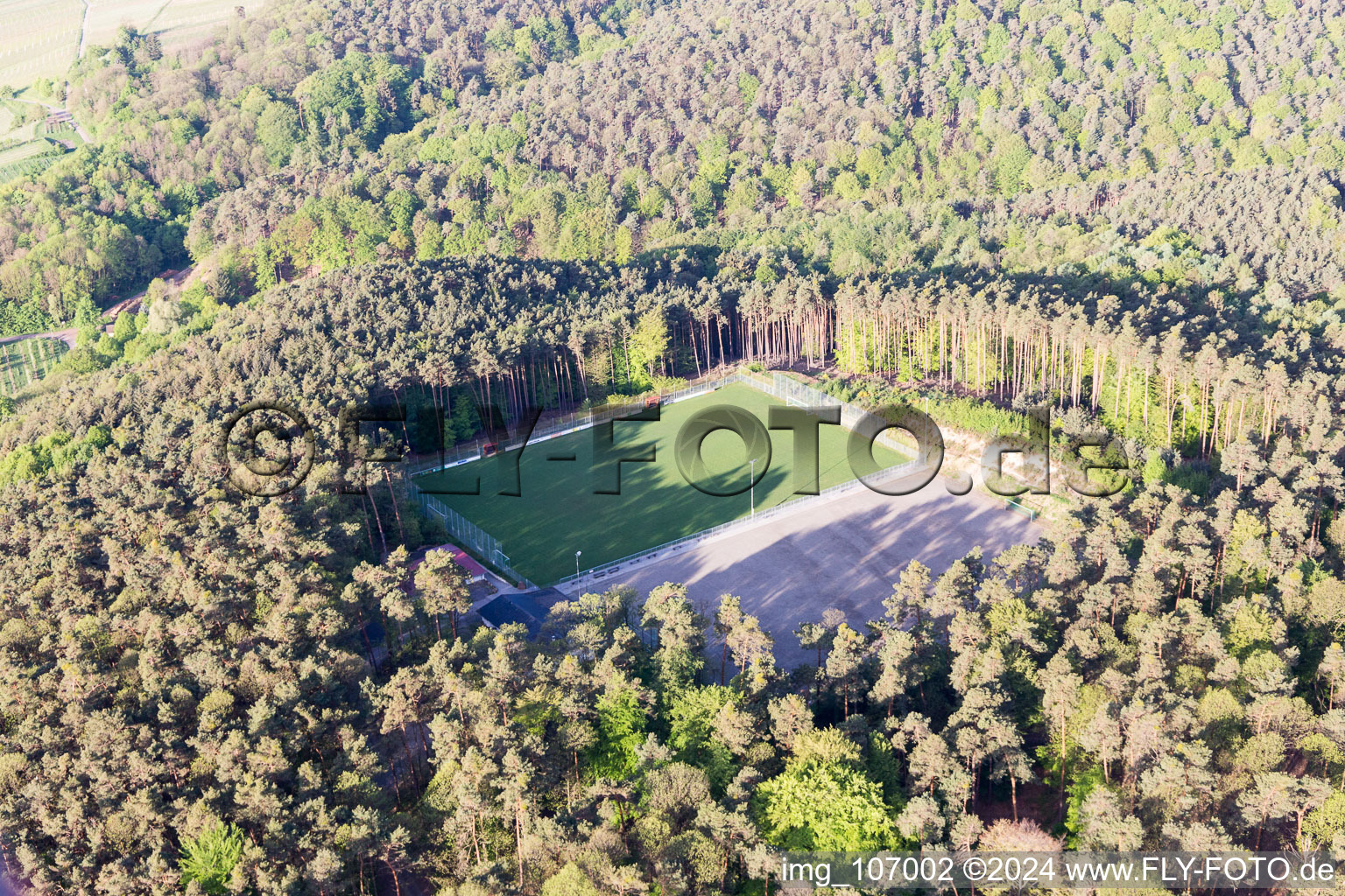 Bird's eye view of District Rechtenbach in Schweigen-Rechtenbach in the state Rhineland-Palatinate, Germany