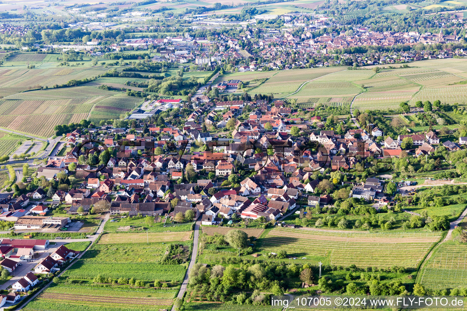 Drone image of District Schweigen in Schweigen-Rechtenbach in the state Rhineland-Palatinate, Germany