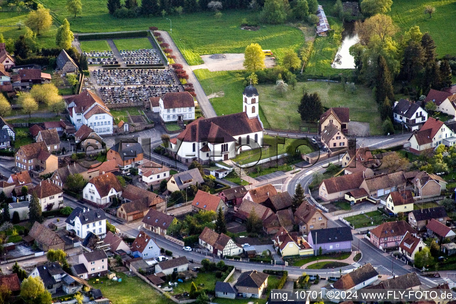 Mertzwiller in the state Bas-Rhin, France from the plane