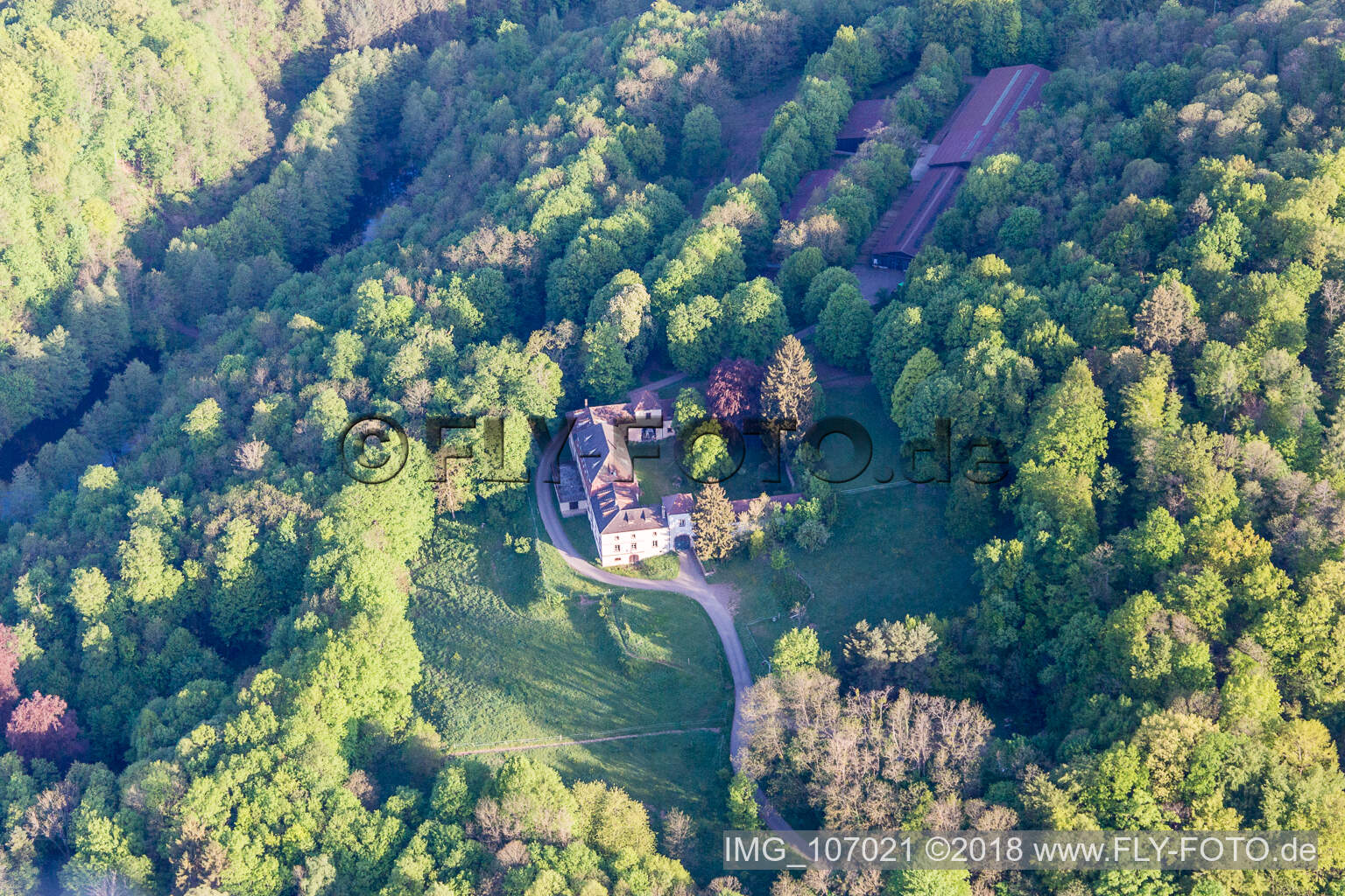 Aerial view of Langeberg in Wissembourg in the state Bas-Rhin, France