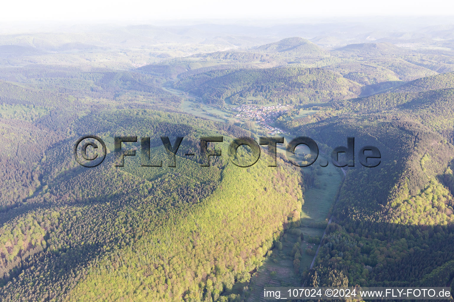 Aerial view of Niederschlettenbach in the state Rhineland-Palatinate, Germany