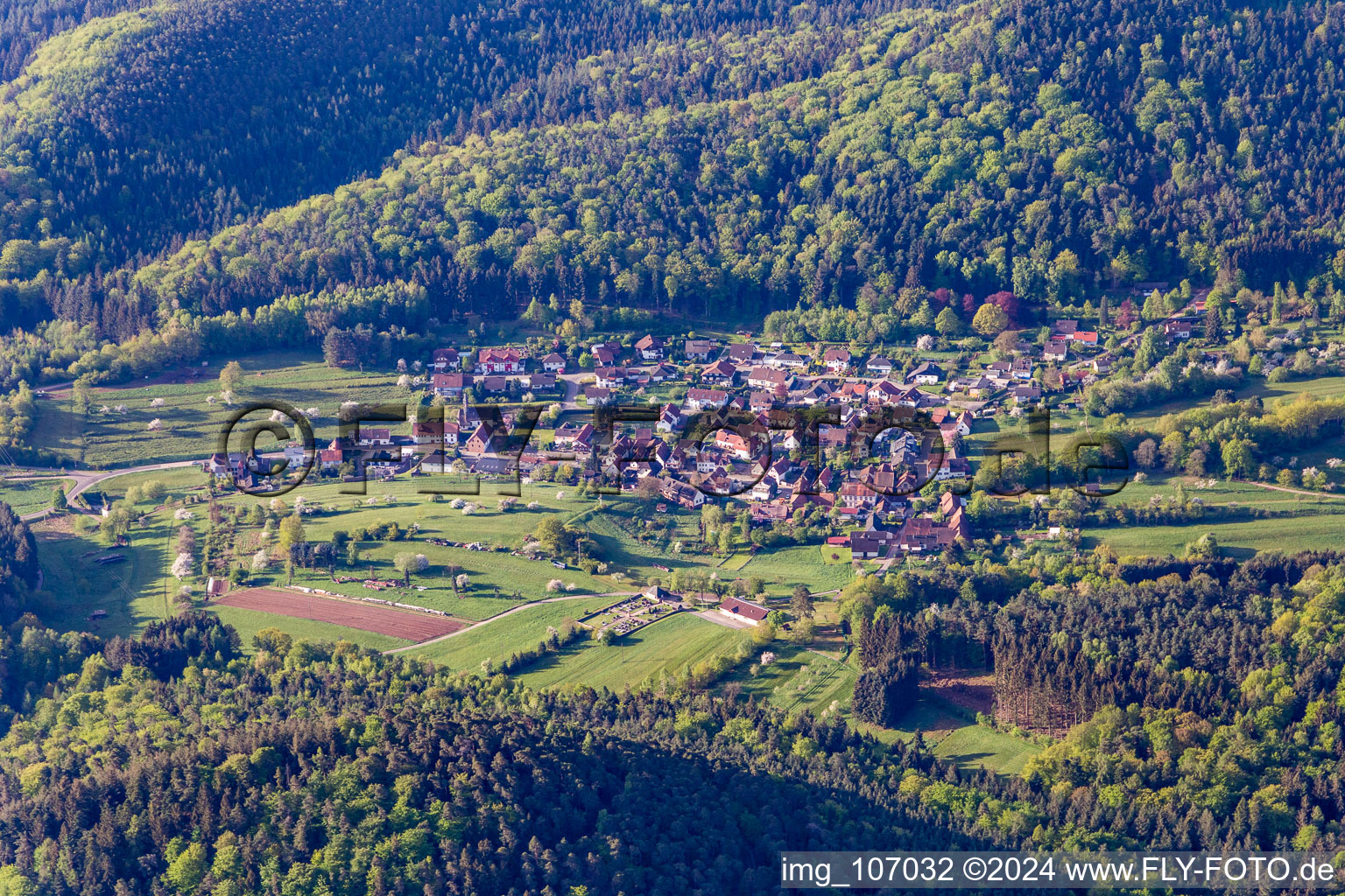 Drone recording of Böllenborn in the state Rhineland-Palatinate, Germany