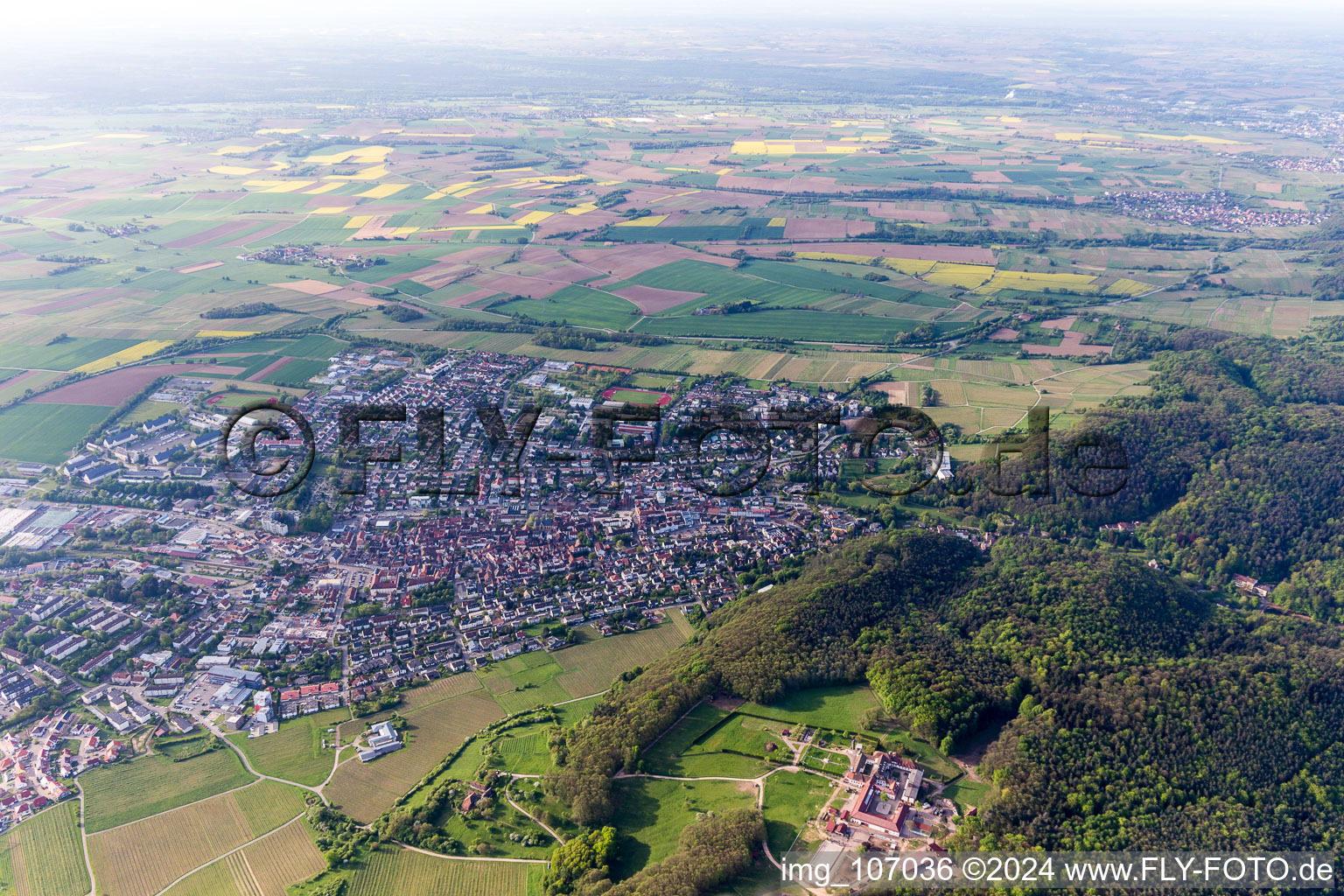 Bad Bergzabern in the state Rhineland-Palatinate, Germany from the plane