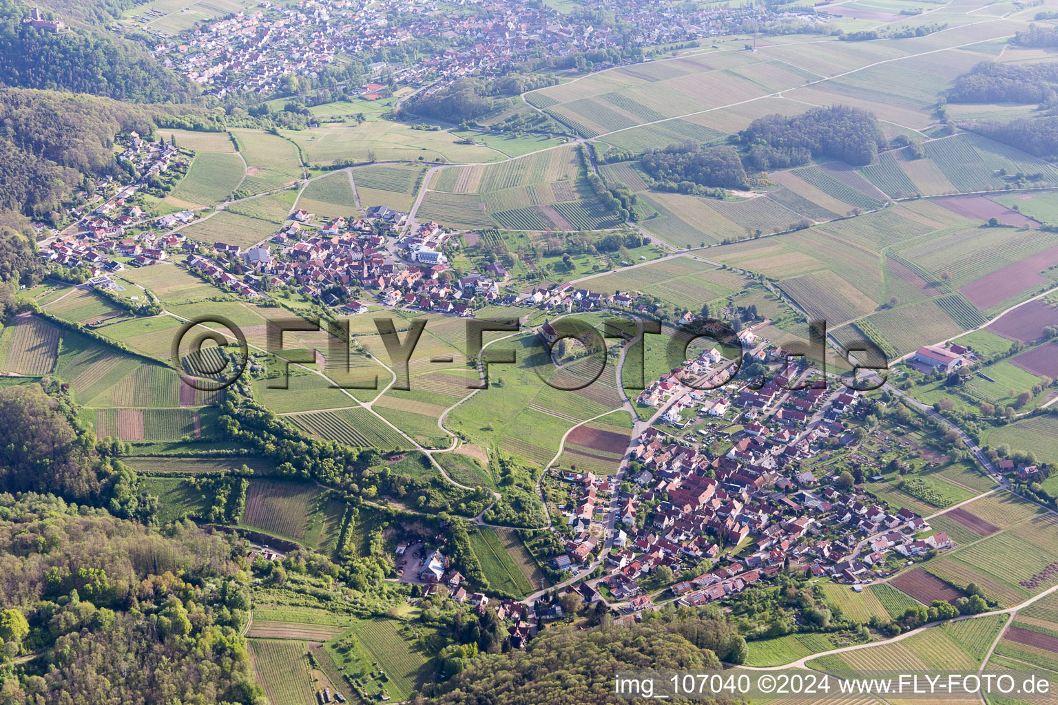 Aerial photograpy of District Gleiszellen in Gleiszellen-Gleishorbach in the state Rhineland-Palatinate, Germany