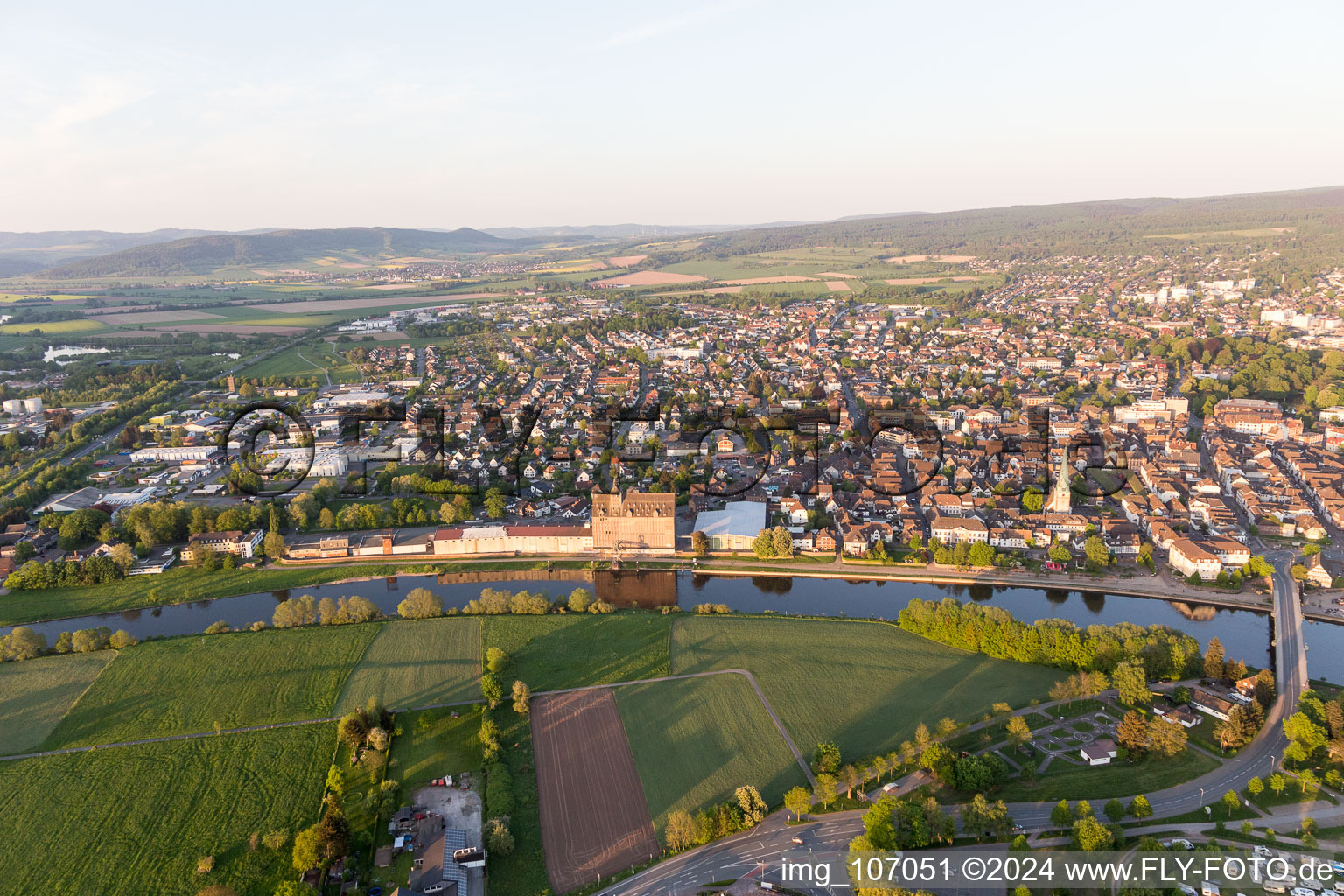 Holzminden in the state Lower Saxony, Germany out of the air