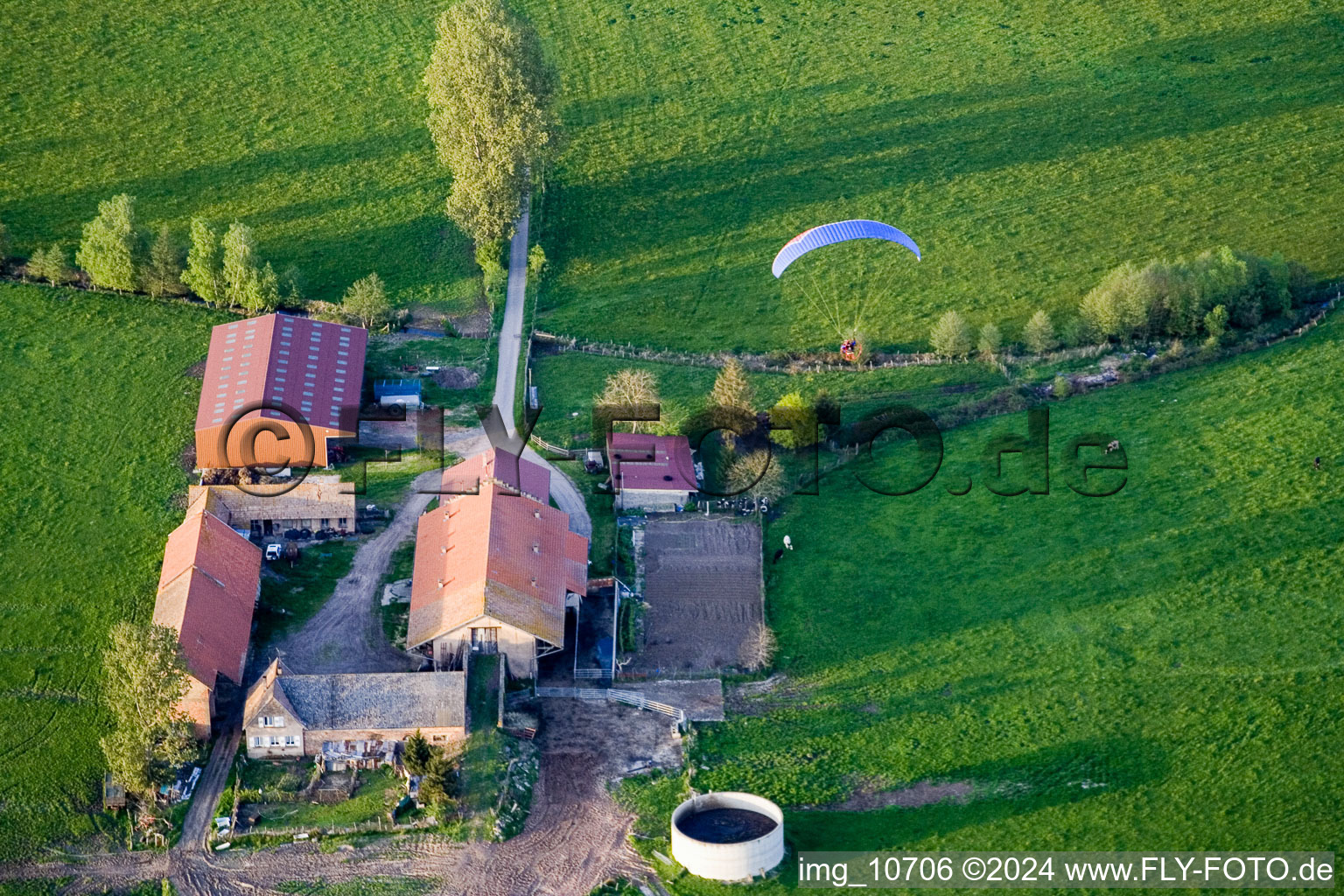 Mertzwiller in the state Bas-Rhin, France from the drone perspective