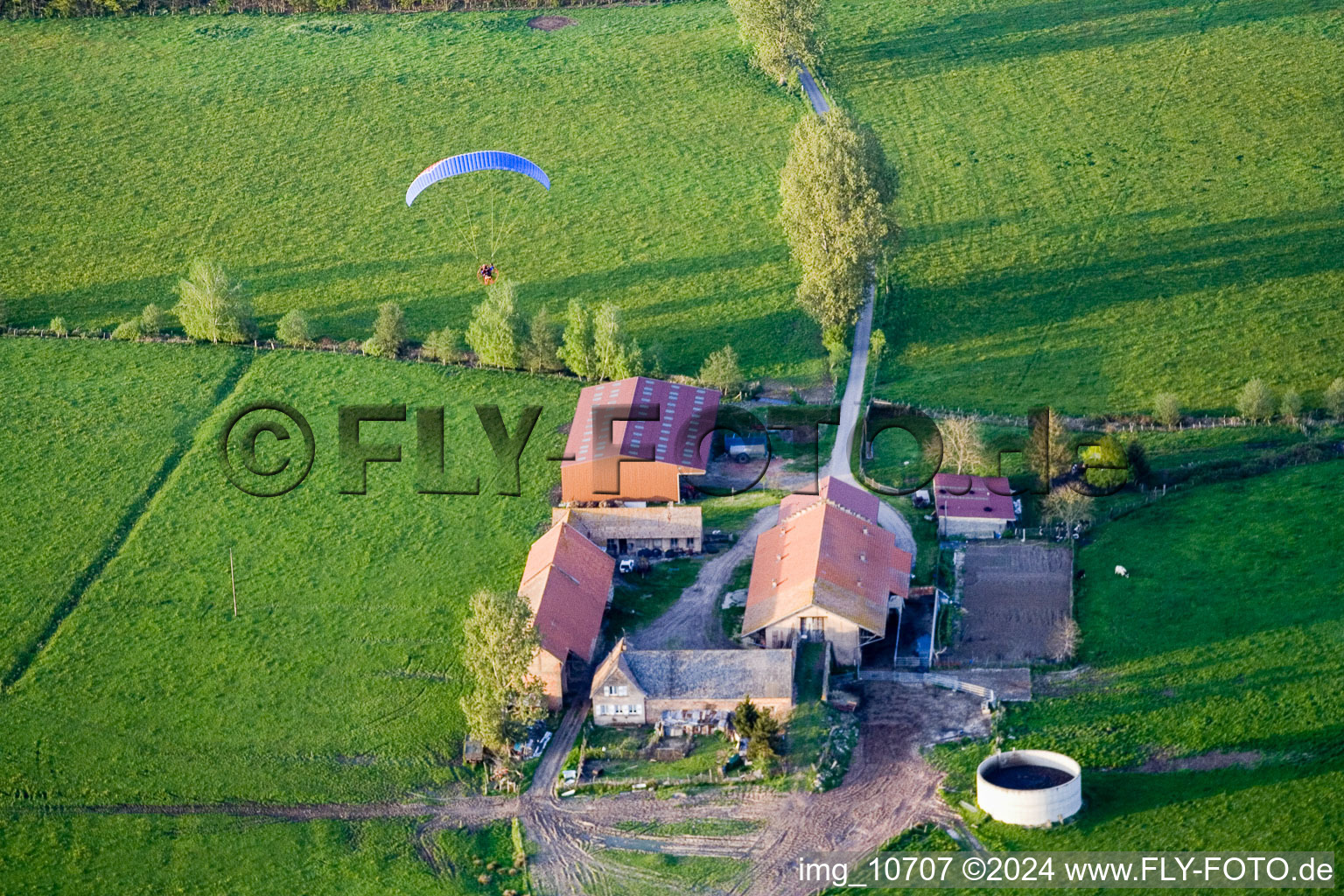 Mertzwiller in the state Bas-Rhin, France from a drone