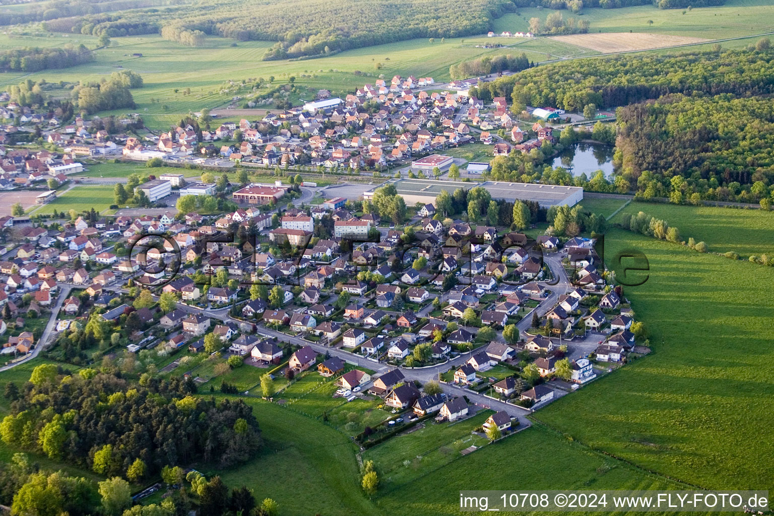 Mertzwiller in the state Bas-Rhin, France seen from a drone