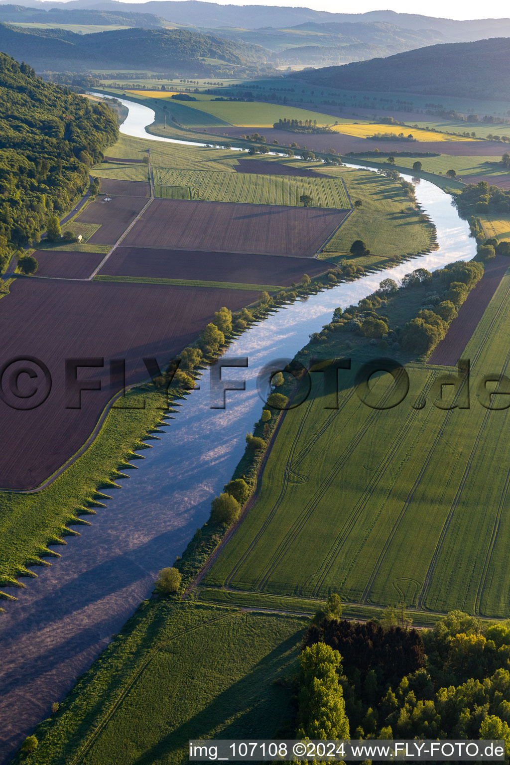 Aerial view of District Stahle in Höxter in the state North Rhine-Westphalia, Germany