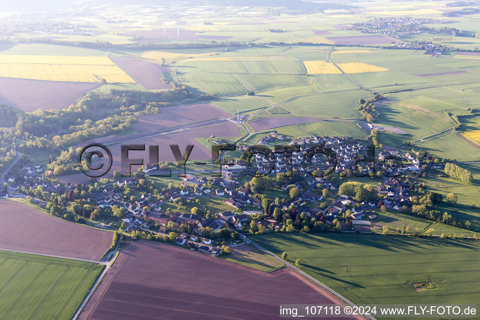 Aerial view of Negenborn in the state Lower Saxony, Germany