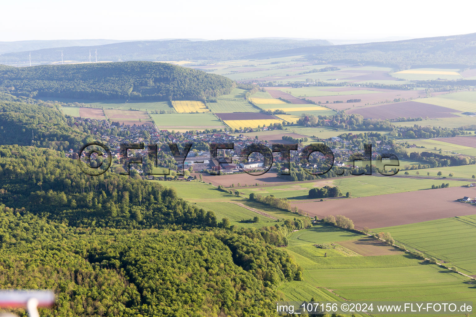 Aerial view of Lauenstein in the state Lower Saxony, Germany