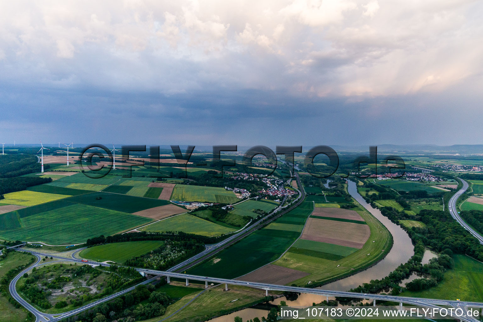 Bridge of the B303 over the Main in Gädheim in the state Bavaria, Germany