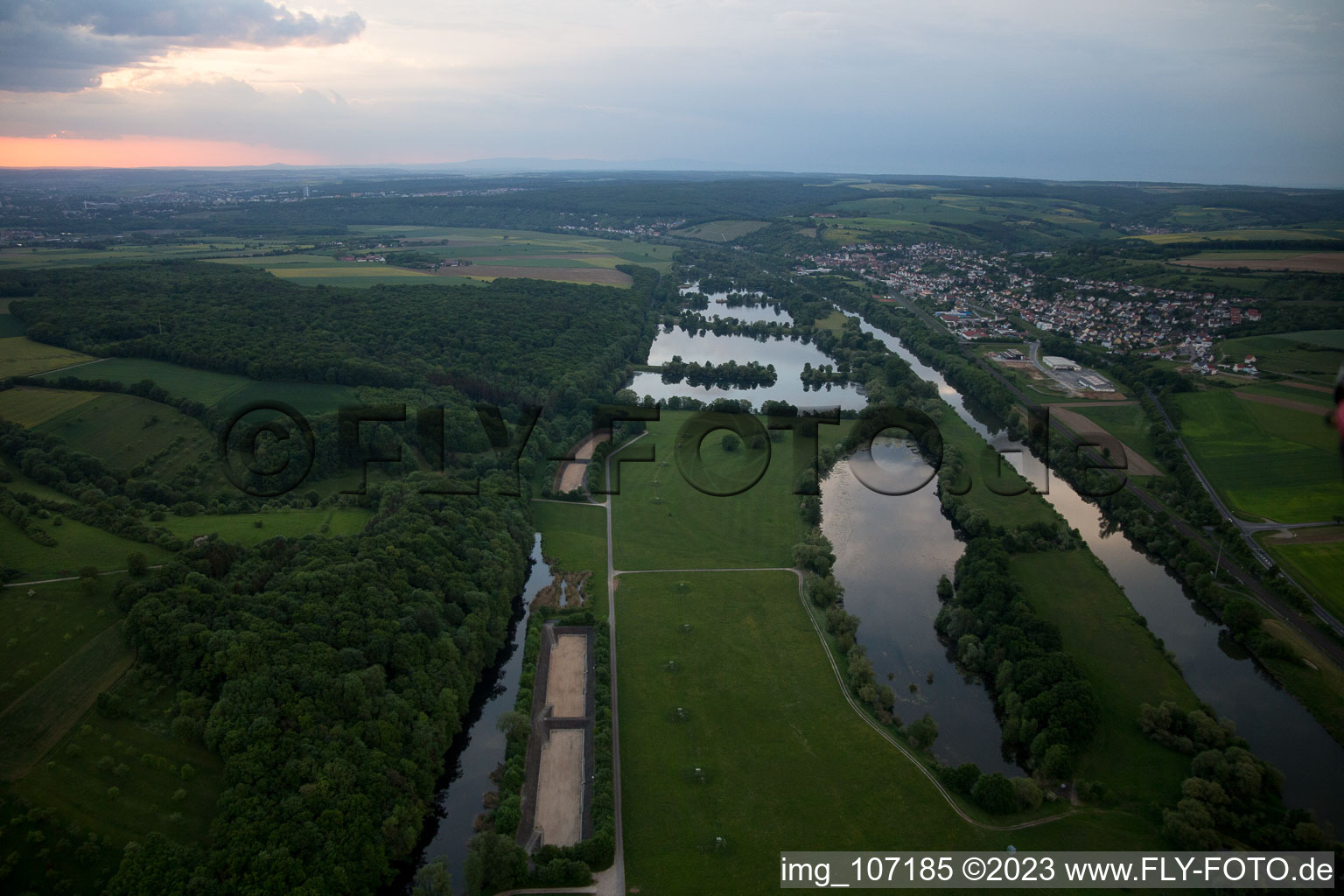 Aerial view of Weyer in the state Bavaria, Germany