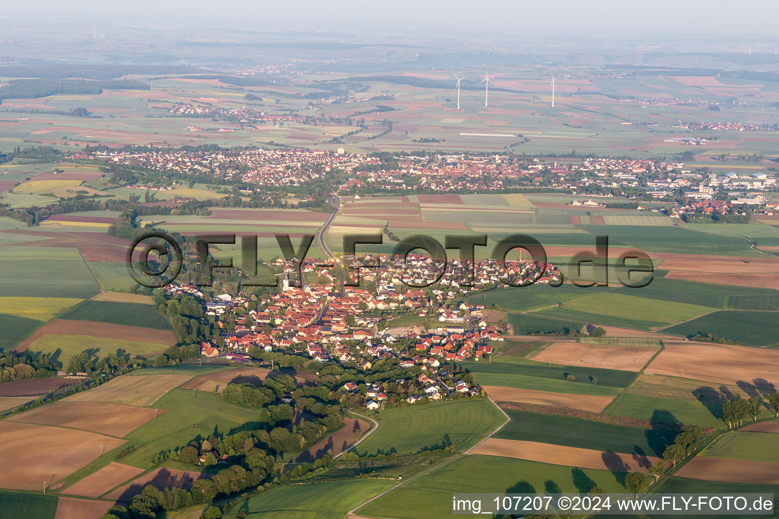 Aerial photograpy of Dingolshausen in the state Bavaria, Germany