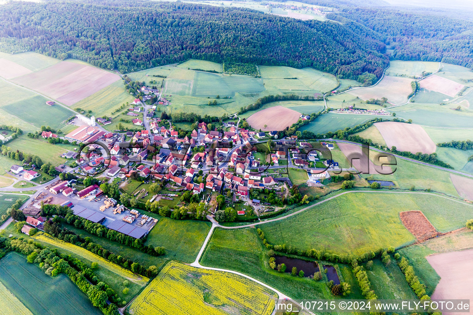 Aerial photograpy of District Wustviel in Rauhenebrach in the state Bavaria, Germany