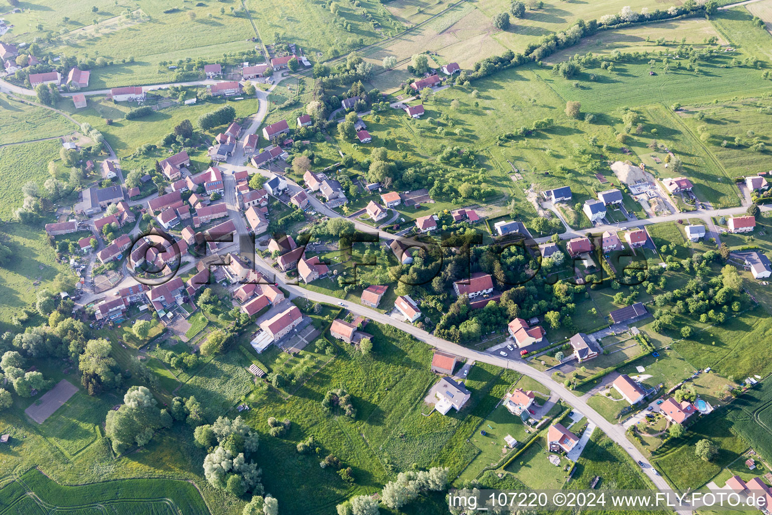 Aerial view of Hoelling in Bettviller in the state Moselle, France