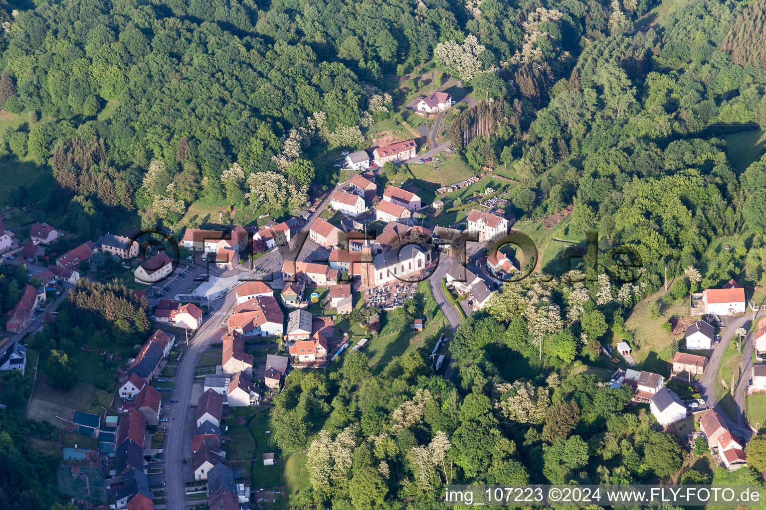 Aerial view of Hottviller in the state Moselle, France