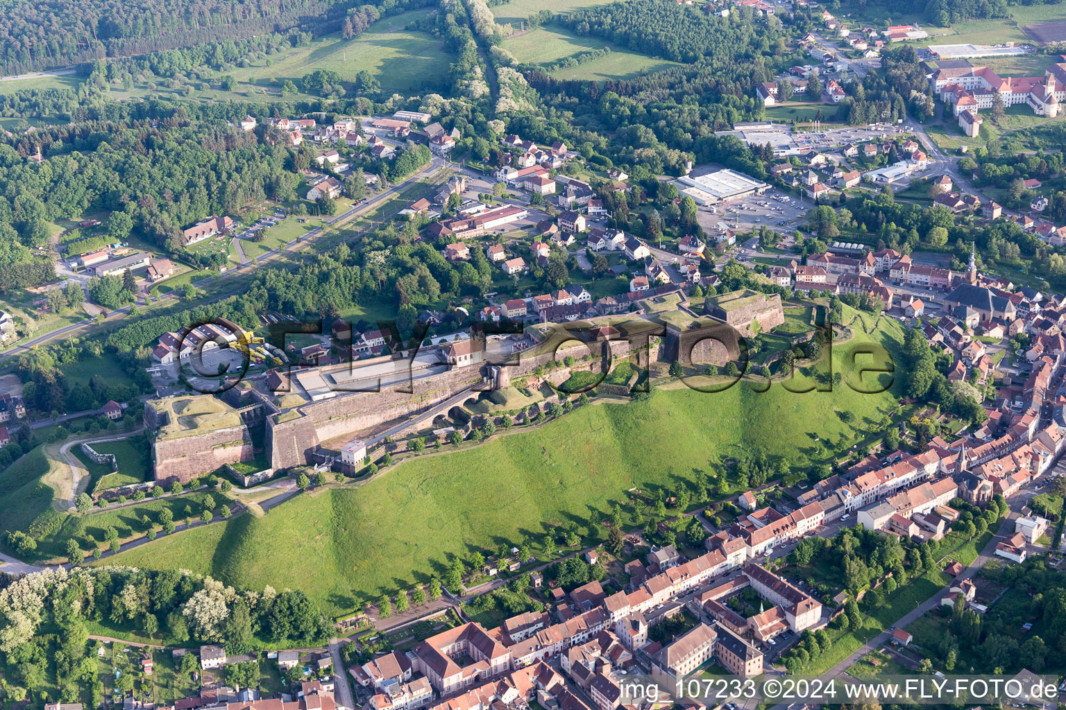 Oblique view of Citadel of Bitche in Bitche in the state Moselle, France