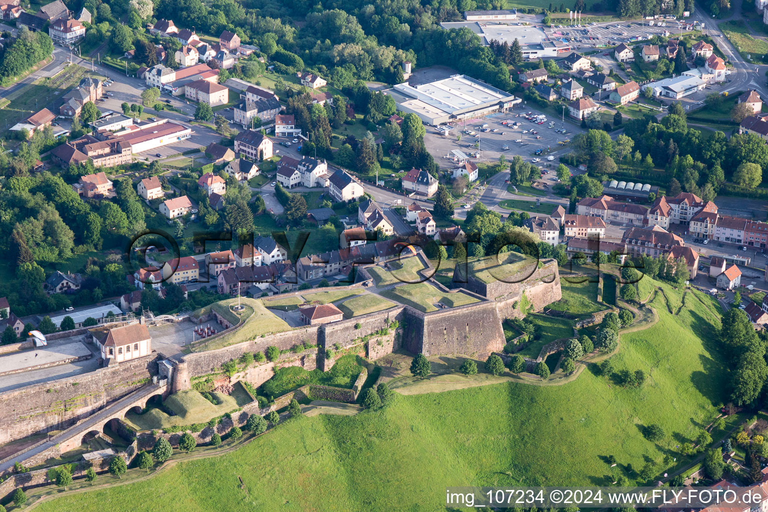 Citadel of Bitche in Bitche in the state Moselle, France from above