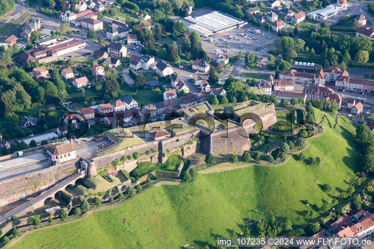 Citadel of Bitche in Bitche in the state Moselle, France out of the air