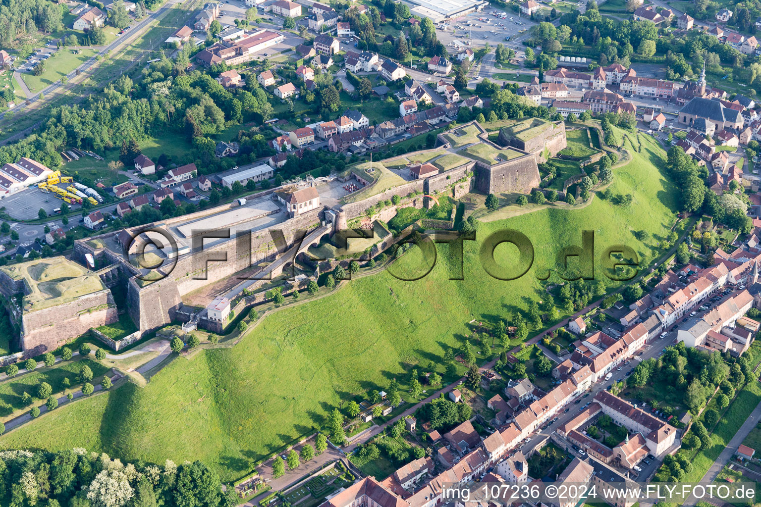 Citadel of Bitche in Bitche in the state Moselle, France seen from above