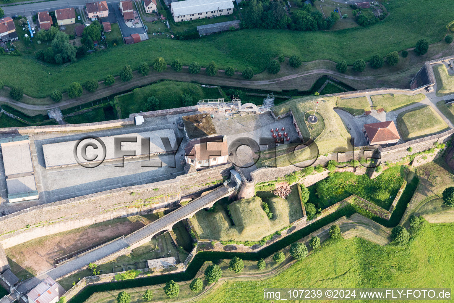 Bird's eye view of Citadel of Bitche in Bitche in the state Moselle, France