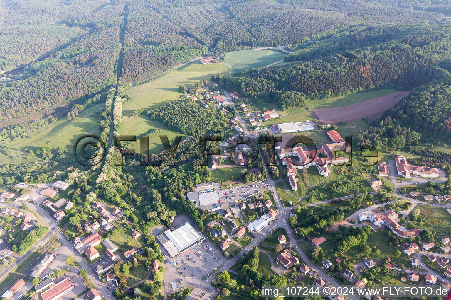 Aerial view of Monastery in Bitche in the state Moselle, France