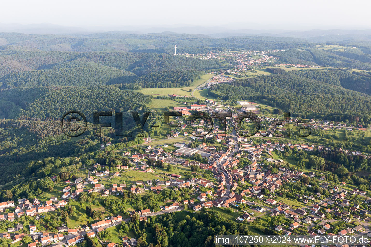 Town View of the streets and houses of the residential areas in Lemberg in Grand Est, France