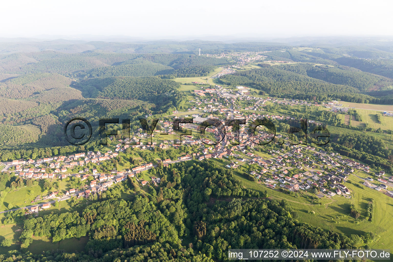 Lemberg in the state Moselle, France seen from above