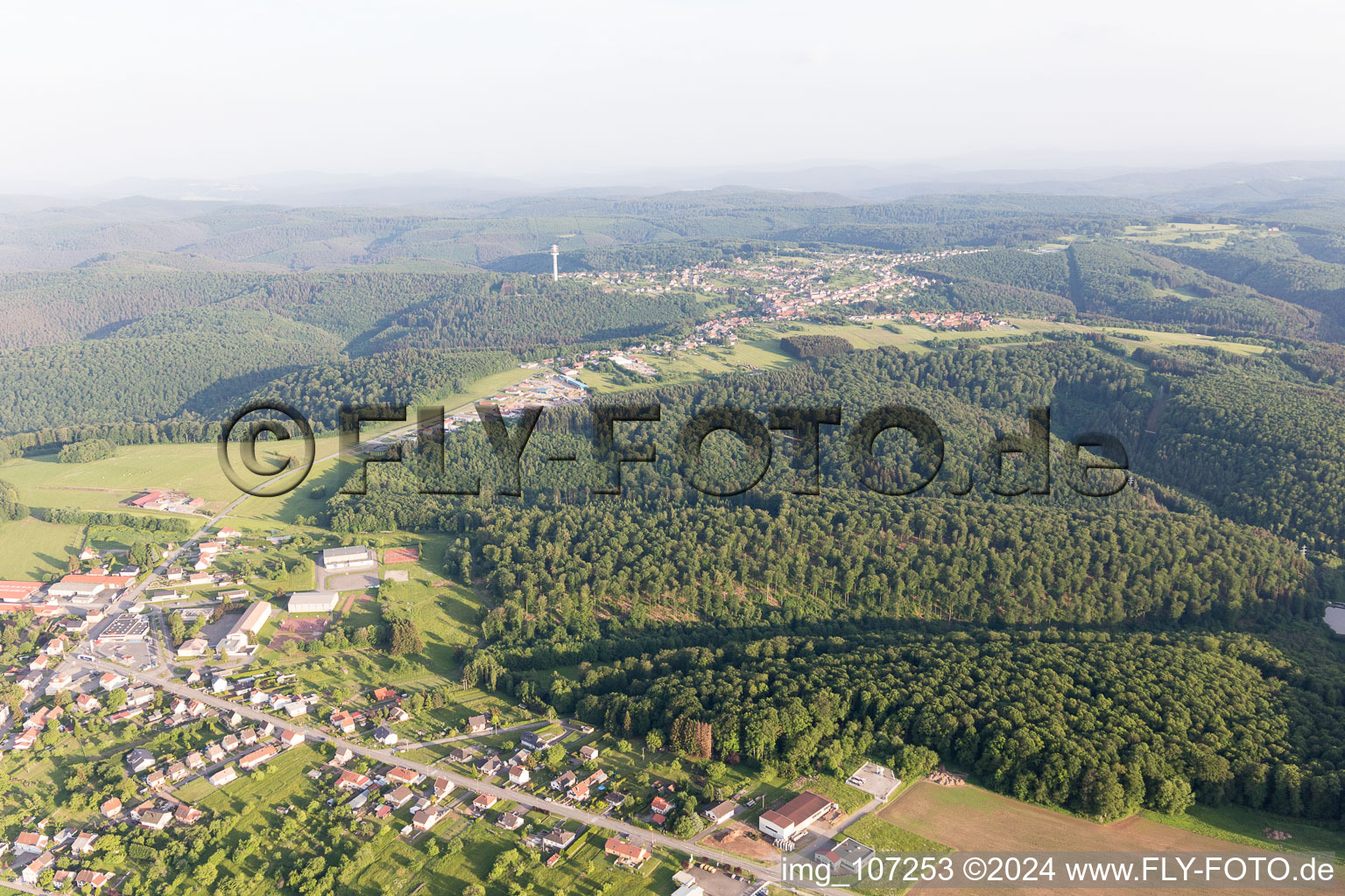 Lemberg in the state Moselle, France from the plane