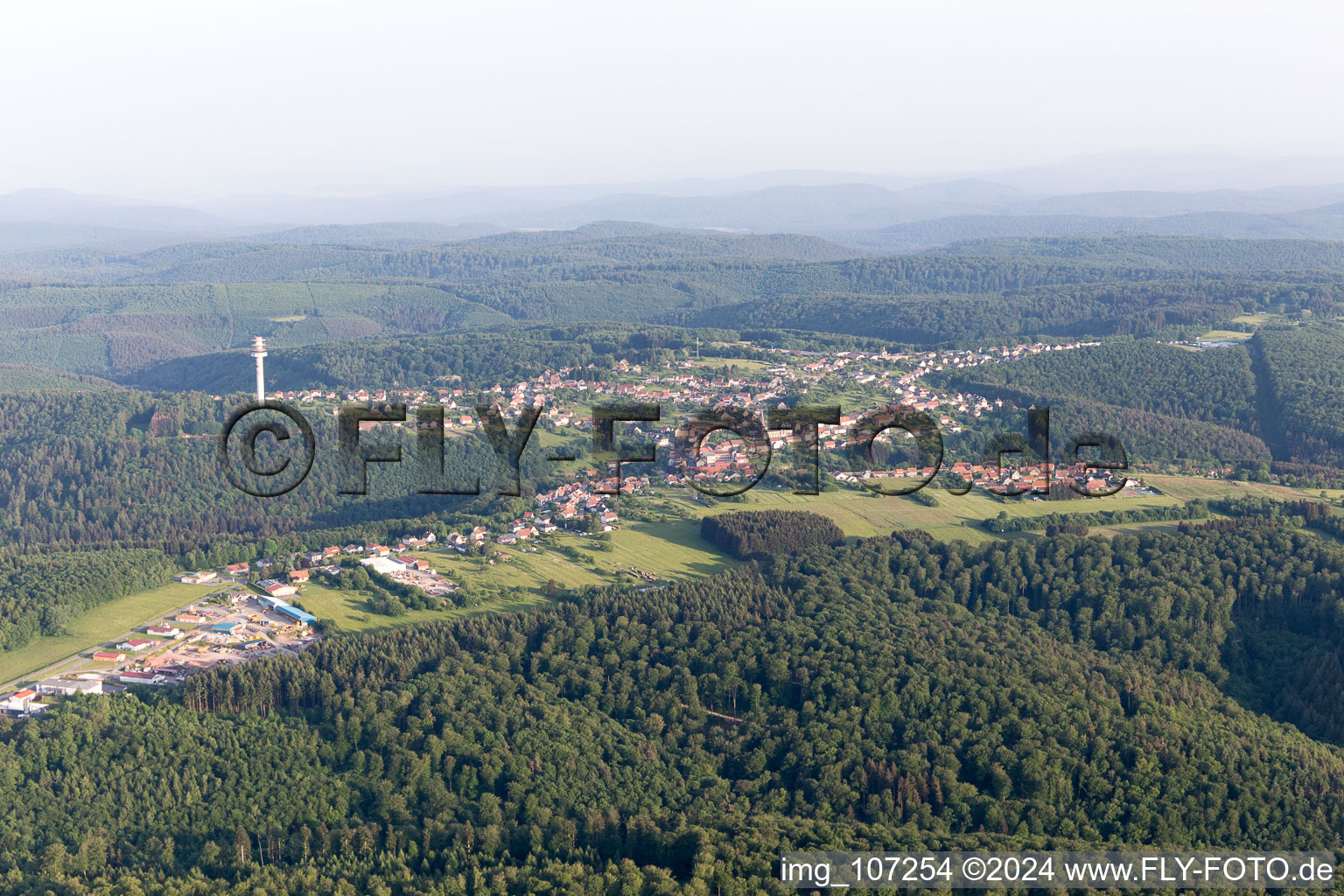 Bird's eye view of Lemberg in the state Moselle, France