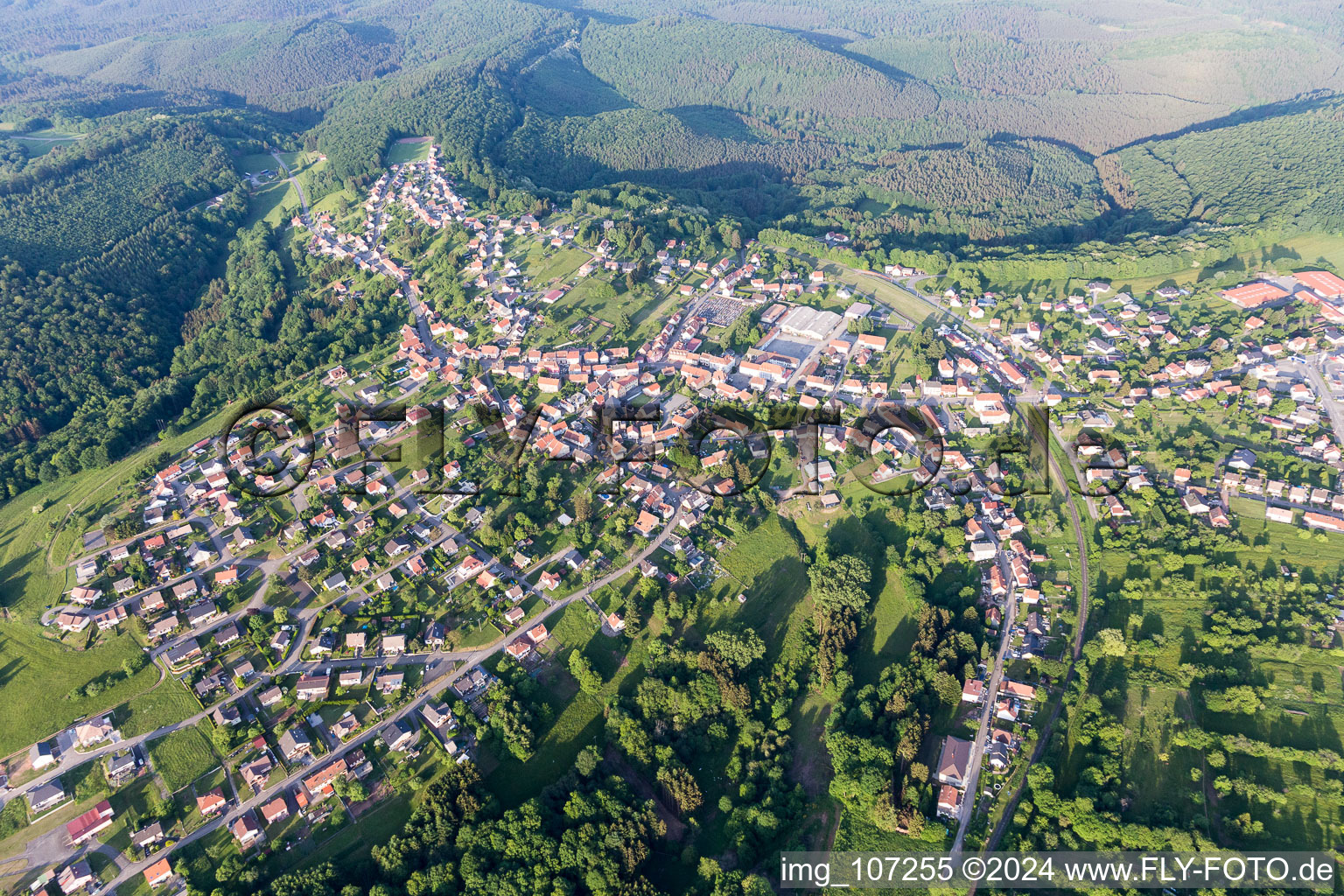 Lemberg in the state Moselle, France viewn from the air