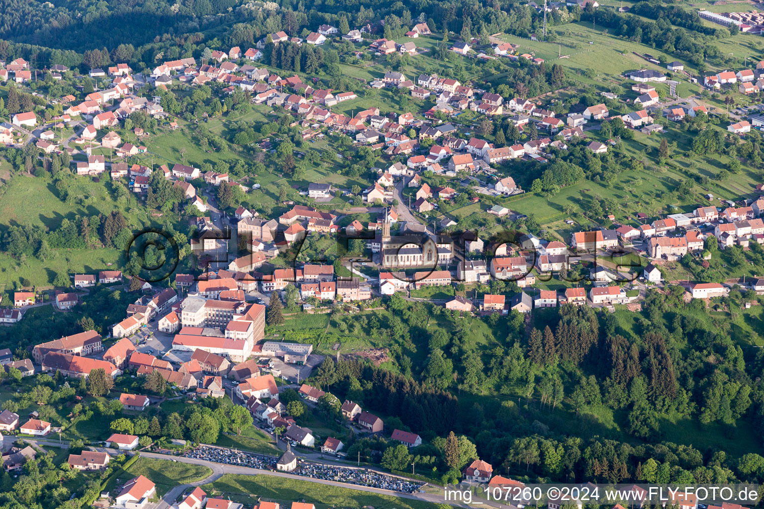 Aerial view of Goetzenbruck in the state Moselle, France