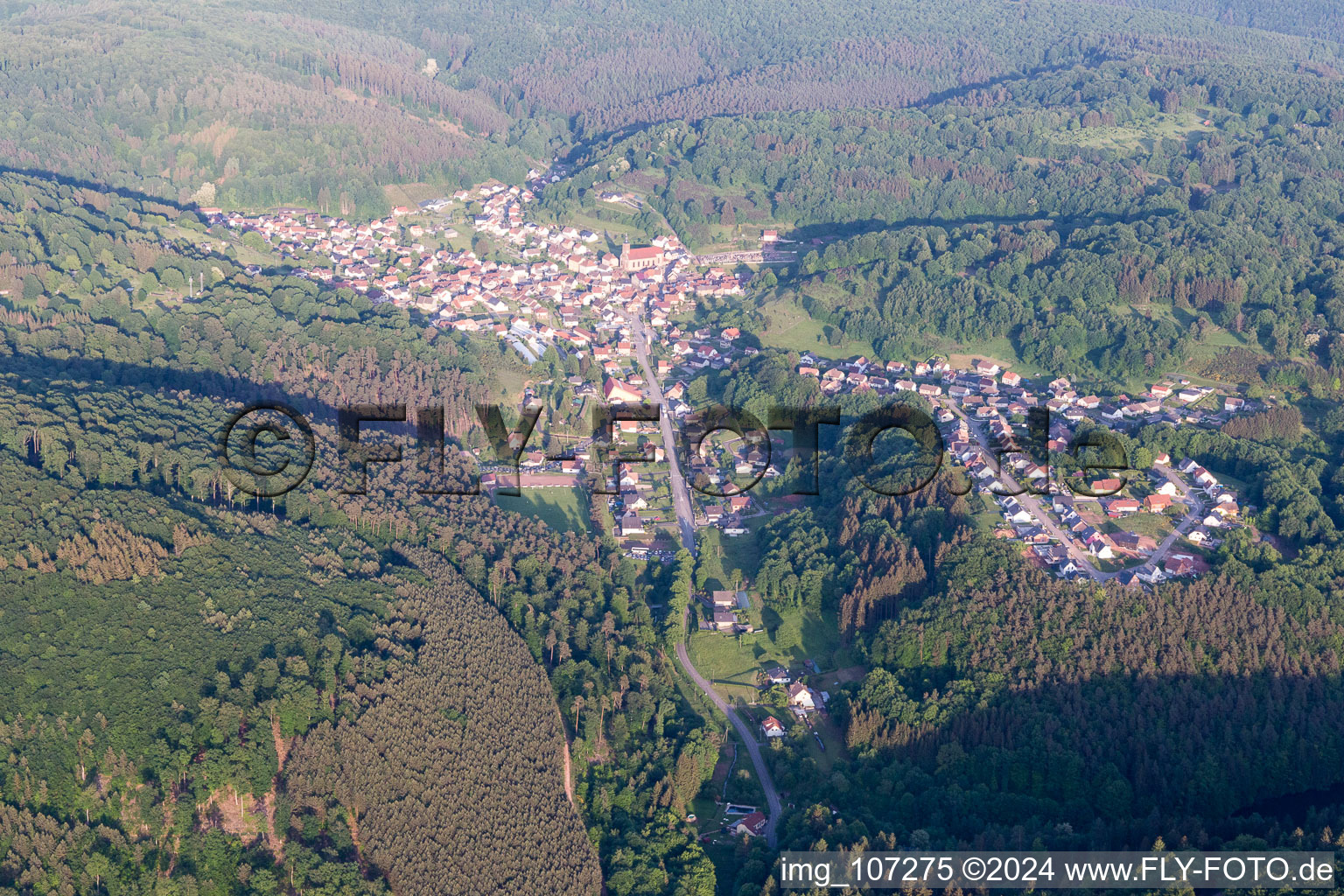 Aerial view of Seeks in Soucht in the state Moselle, France