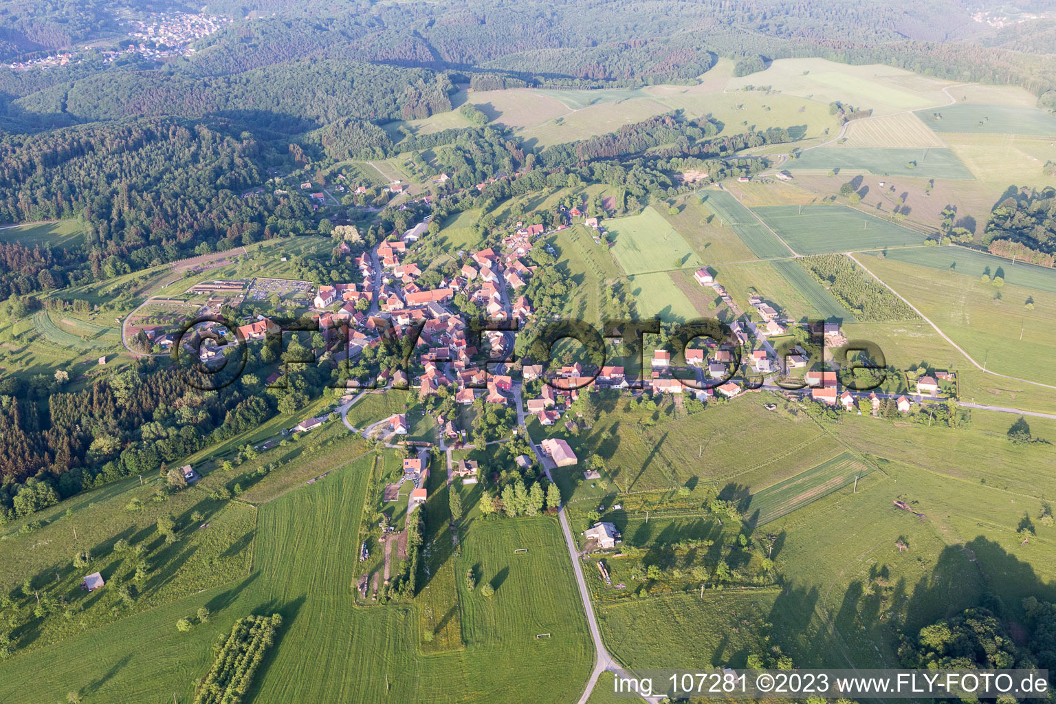 Aerial photograpy of Volksberg in the state Bas-Rhin, France