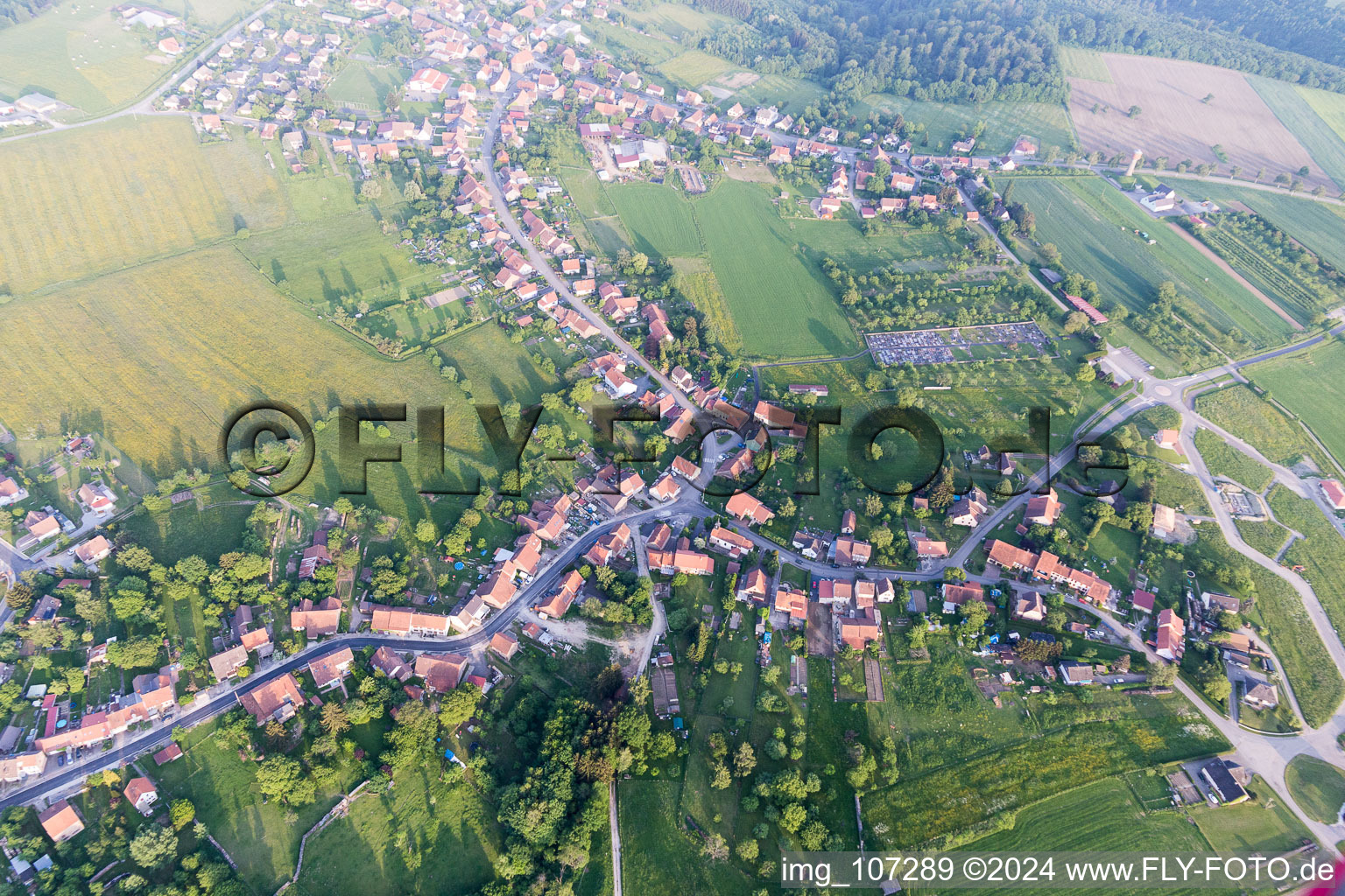 Aerial view of Petersbach in the state Bas-Rhin, France