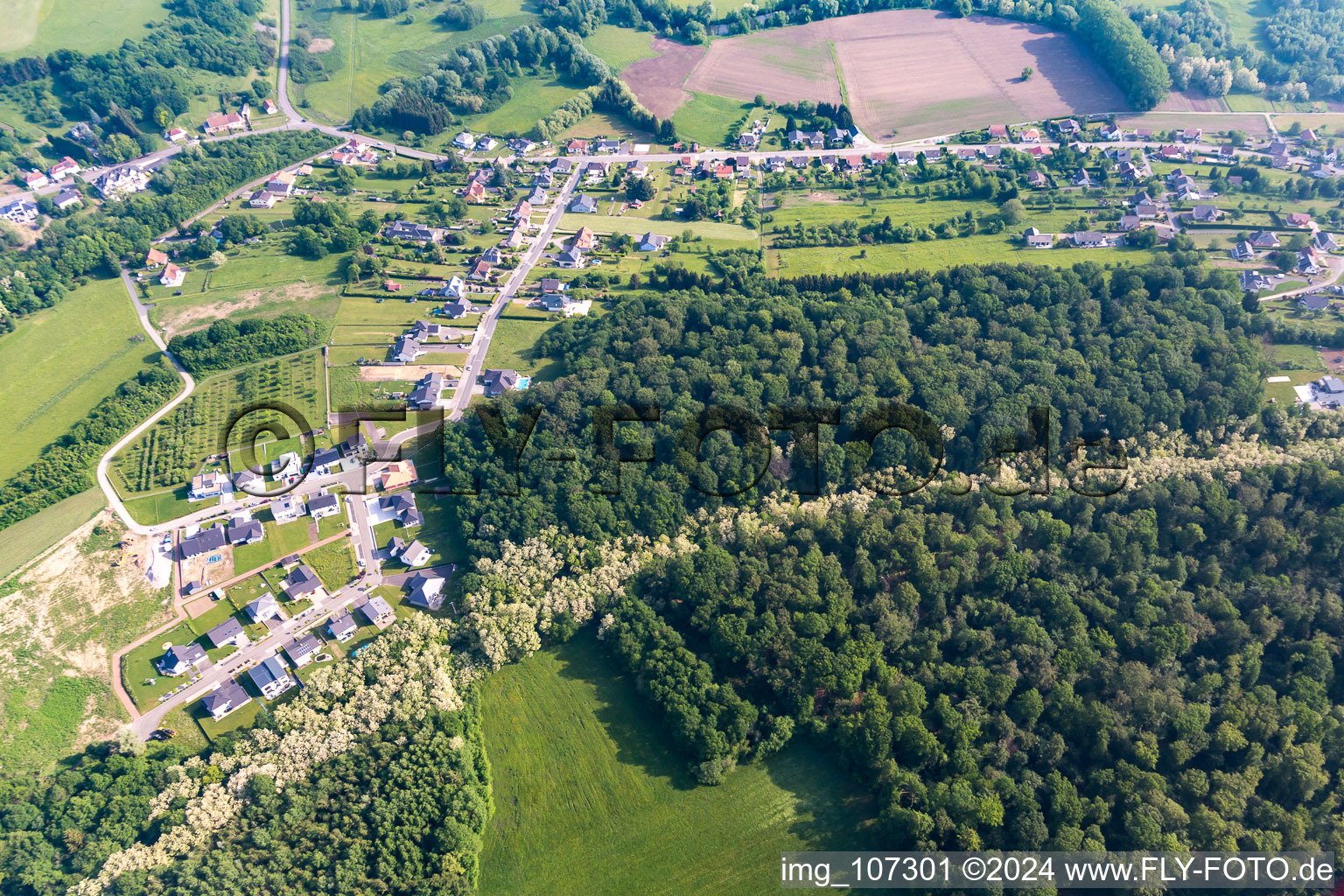 Aerial view of Blies-Ébersing in the state Moselle, France