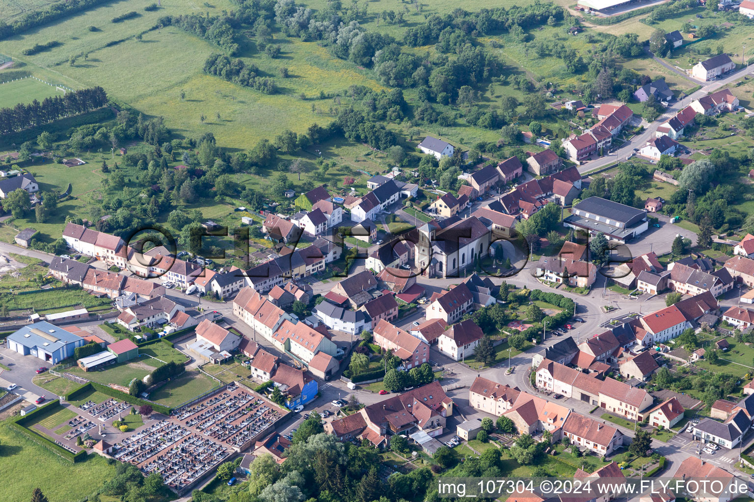 Aerial view of Wiesviller in the state Moselle, France