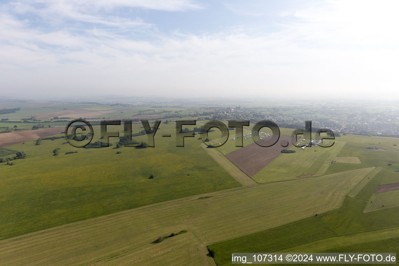 Aerial view of Rohrbach-les-Bitche, airfield in Rohrbach-lès-Bitche in the state Moselle, France