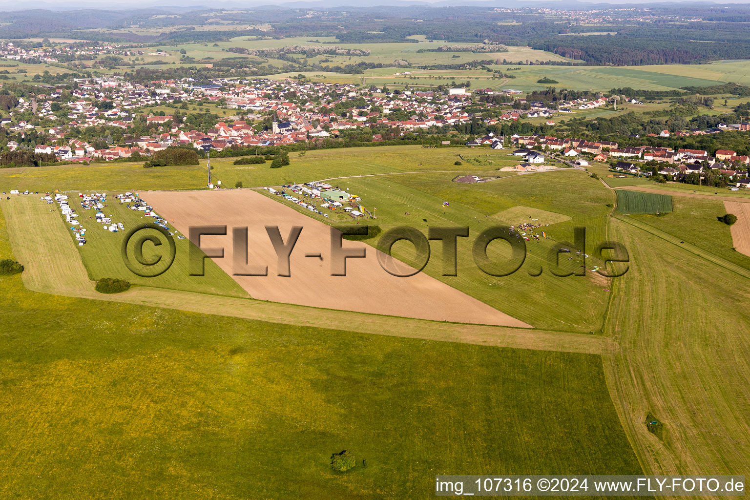 Aerial photograpy of Rohrbach-les-Bitche, airfield in Rohrbach-lès-Bitche in the state Moselle, France