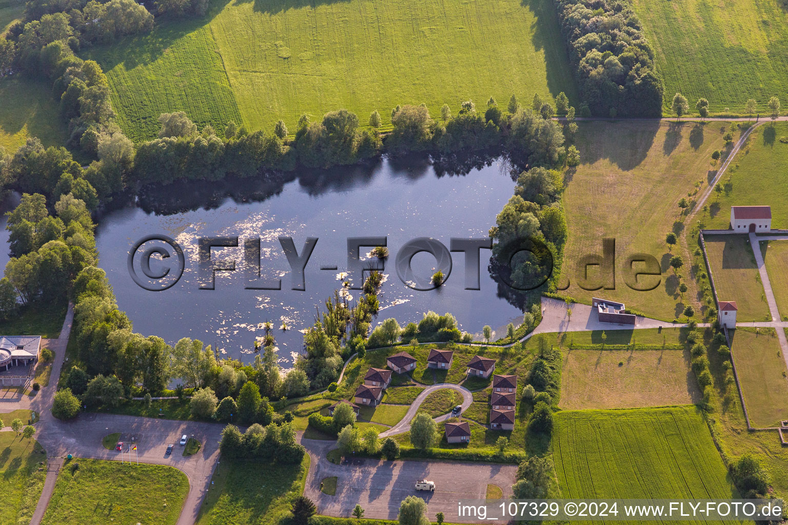 Aerial view of Vestiges Romaines / Roman excavations in the district Reinheim in Gersheim in the state Saarland, Germany