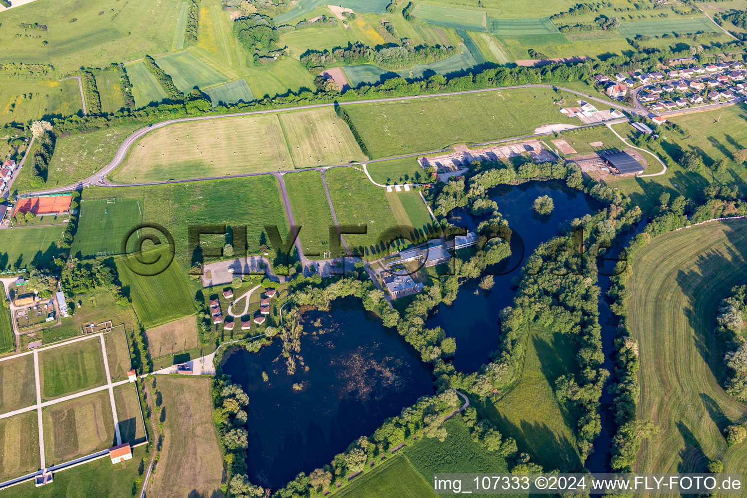 Vestiges Romaines / Roman excavations in the district Reinheim in Gersheim in the state Saarland, Germany from above