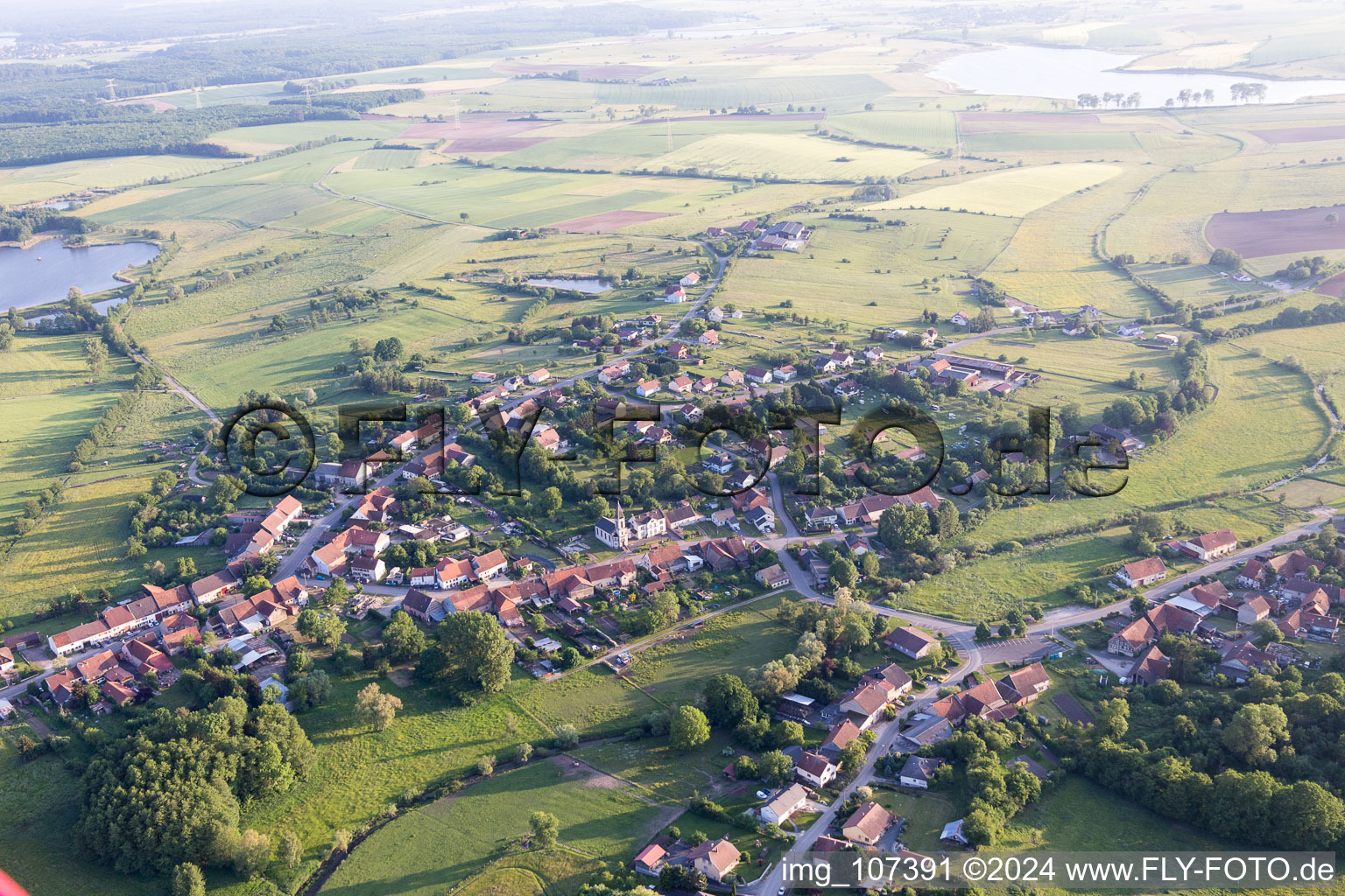 Aerial view of Vibersviller in the state Moselle, France