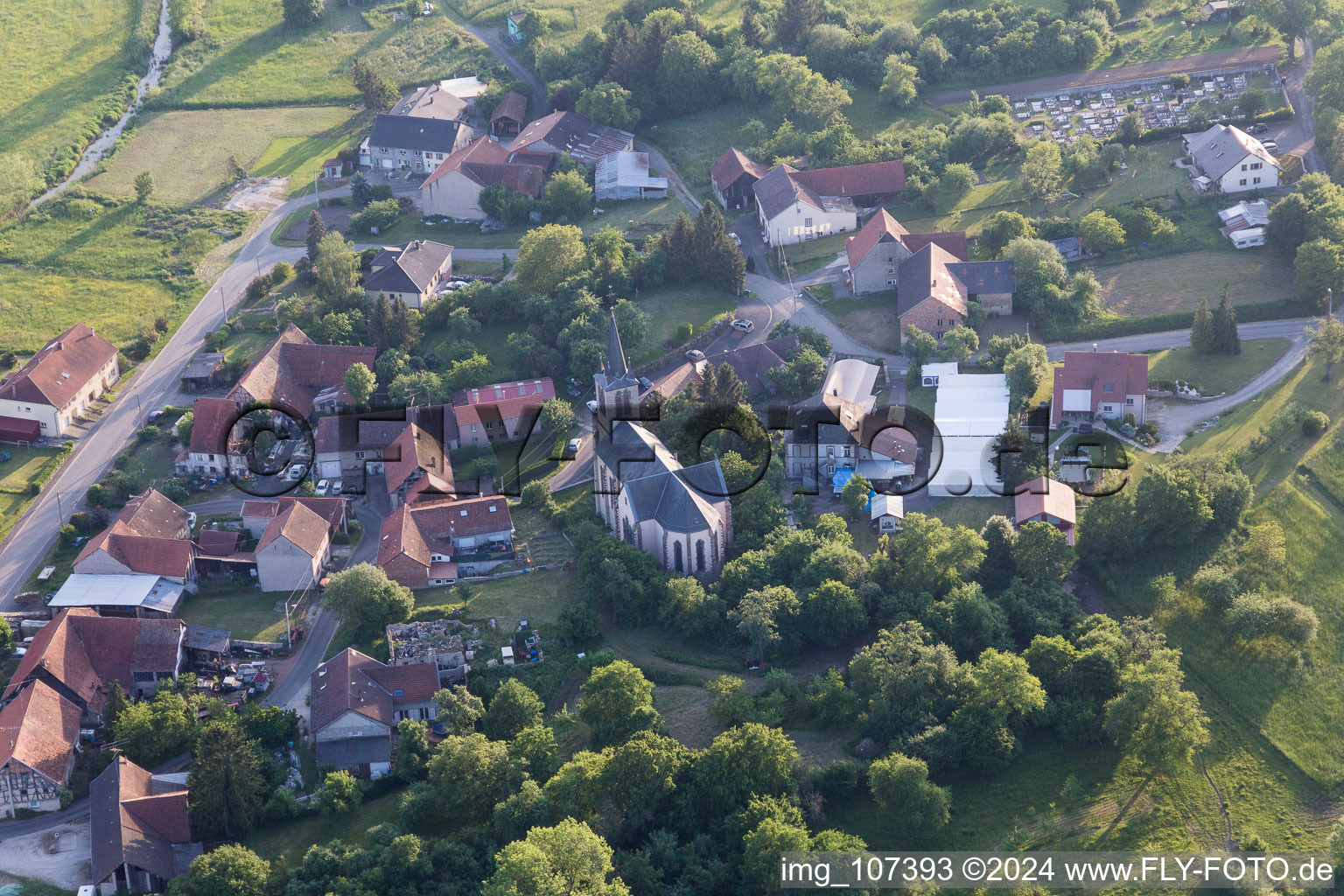 Oblique view of Vibersviller in the state Moselle, France