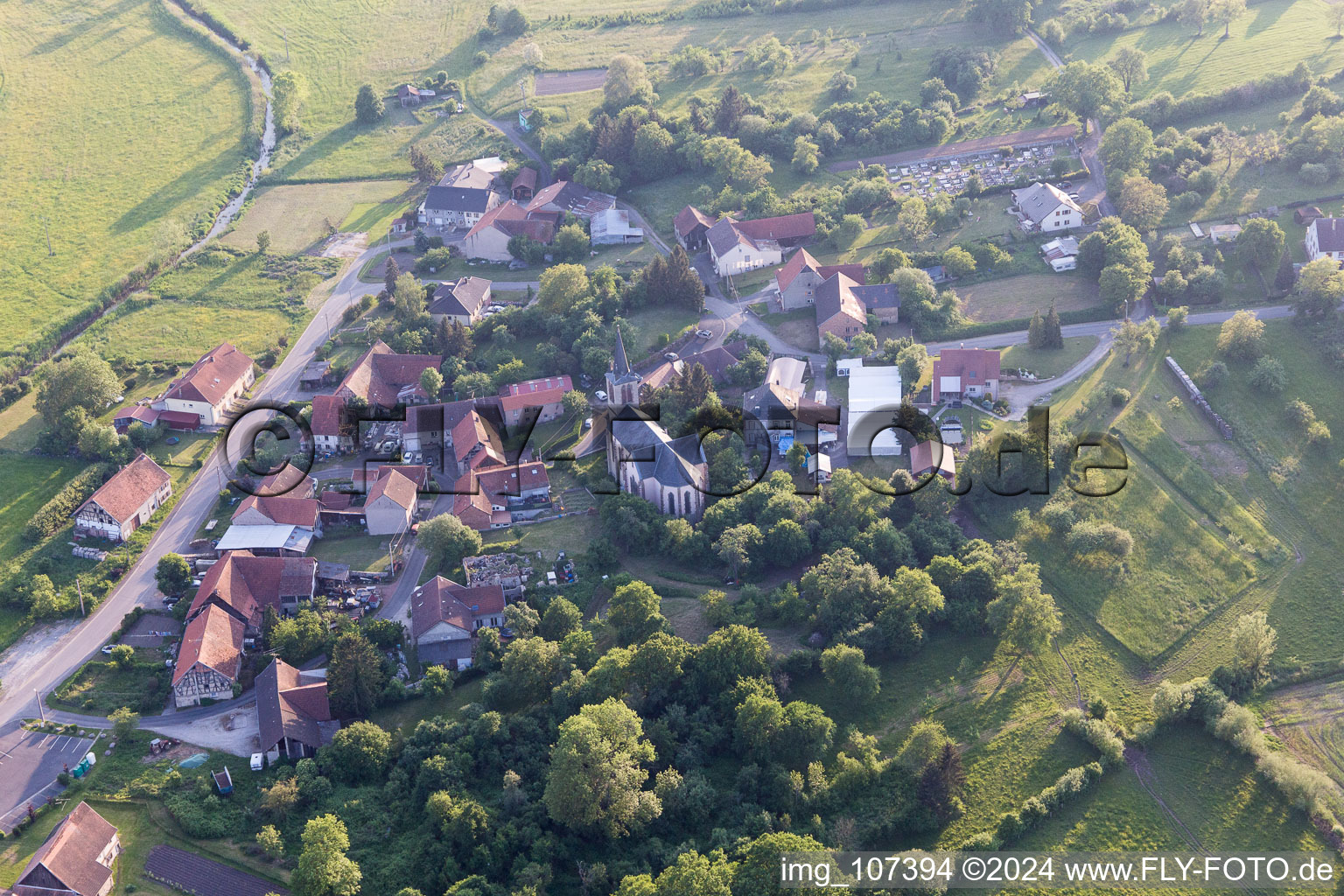 Vibersviller in the state Moselle, France from above