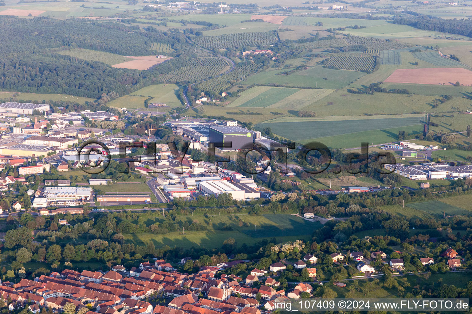 Aerial view of Sarre-Union in the state Bas-Rhin, France