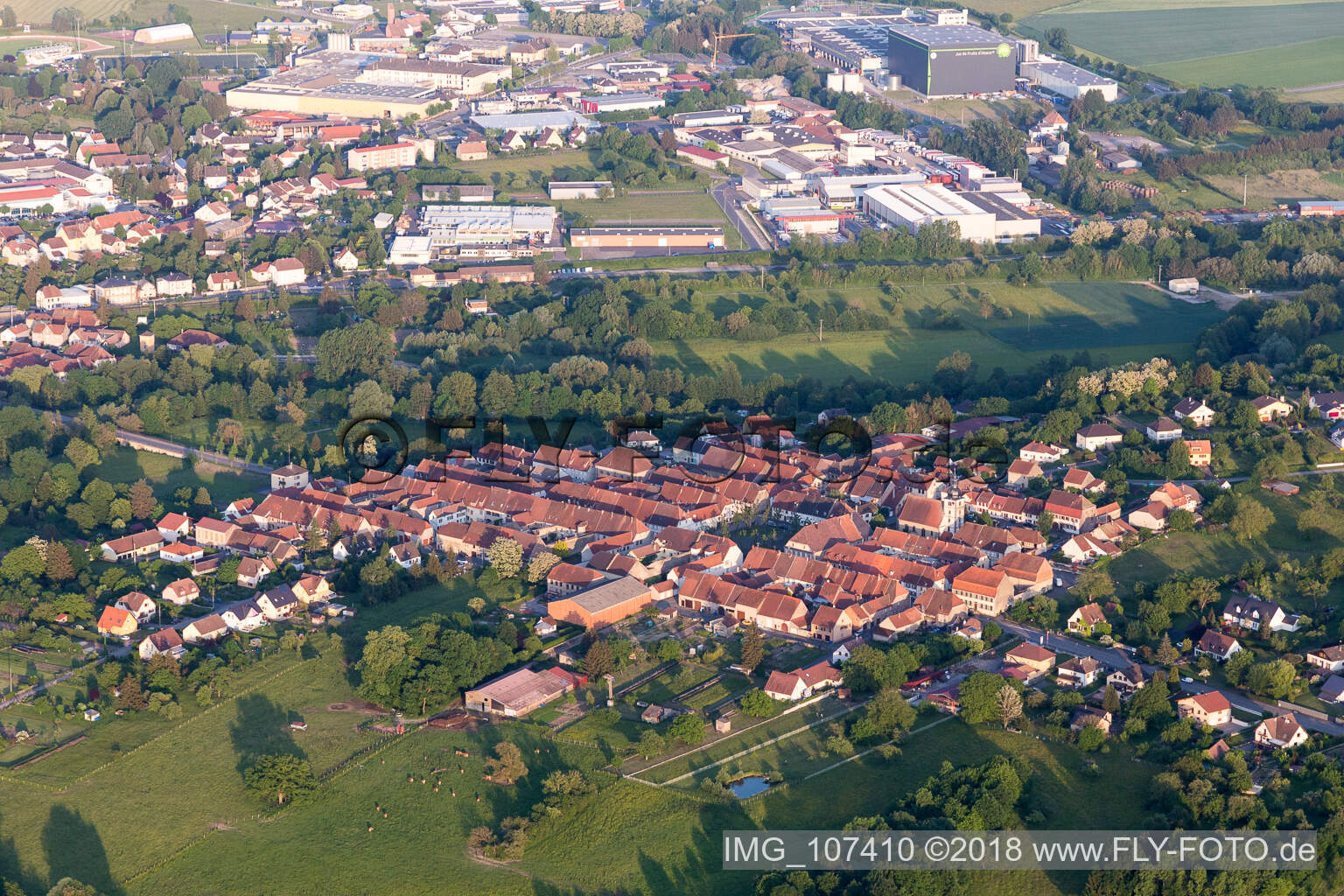 Aerial photograpy of Sarre-Union in the state Bas-Rhin, France
